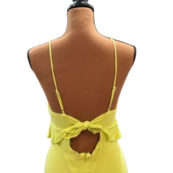 Lulus “Island Time” Lime Green Ruffled Sleeveless Midi Dress – Size Medium - Picture 6 of 9